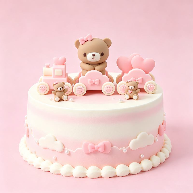 3D Pink Blue Bear Cake Topper  - đánh giá và giá Resin Art Baby